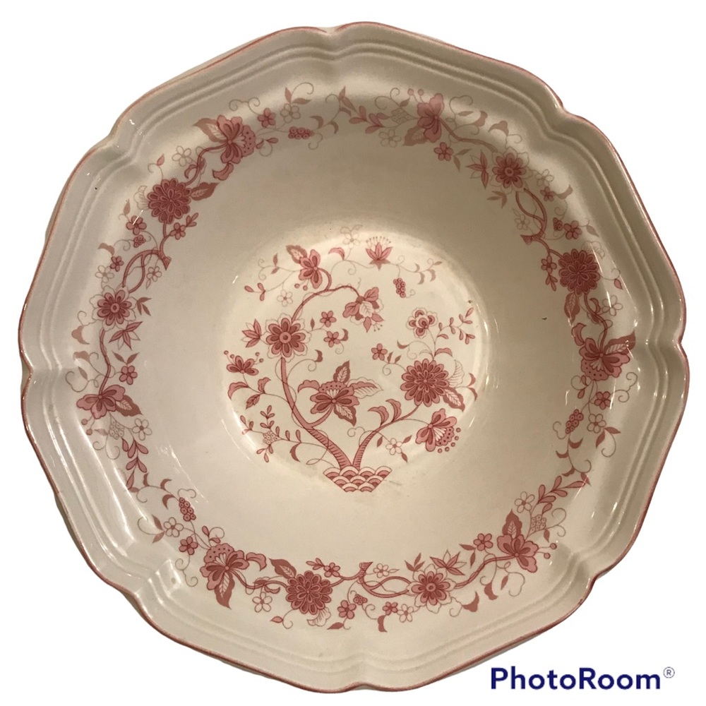 Vintage Woolworth Serving Bowl Cream And A Dusty Rose Colored Floral Des…